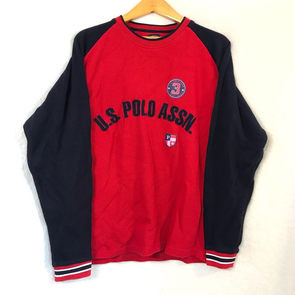 Vintage US Polo Assn cotton crewneck bomber style sweater chest logo and crest